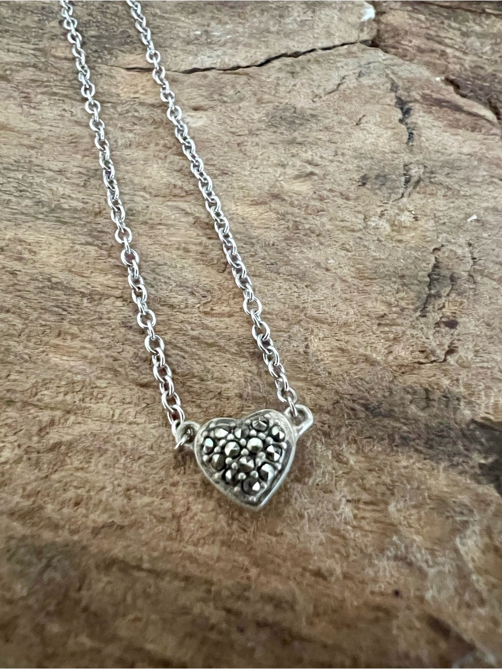 Judith Jack Reversible Silver Heart Pendant Necklace with Crystals/Marcasite